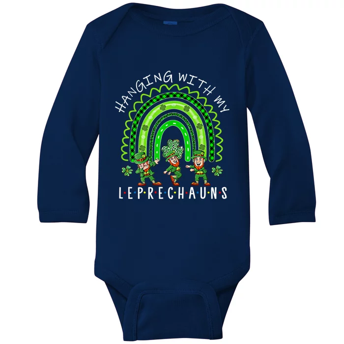 Hanging With My Leprechauns Patrick's Day Shamrock Rainbow Gift Baby Long Sleeve Bodysuit