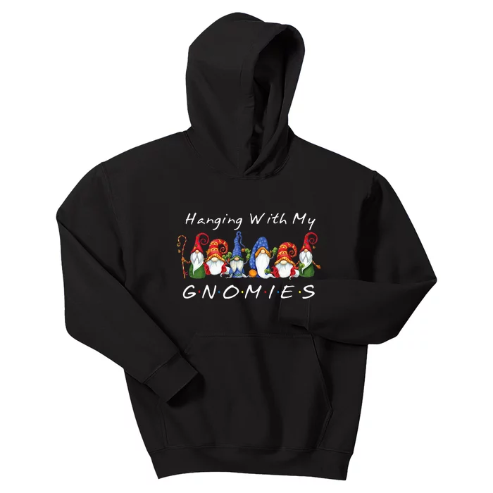 Hanging With My Gnomies Funny Gnome Friend Christmas Kids Hoodie