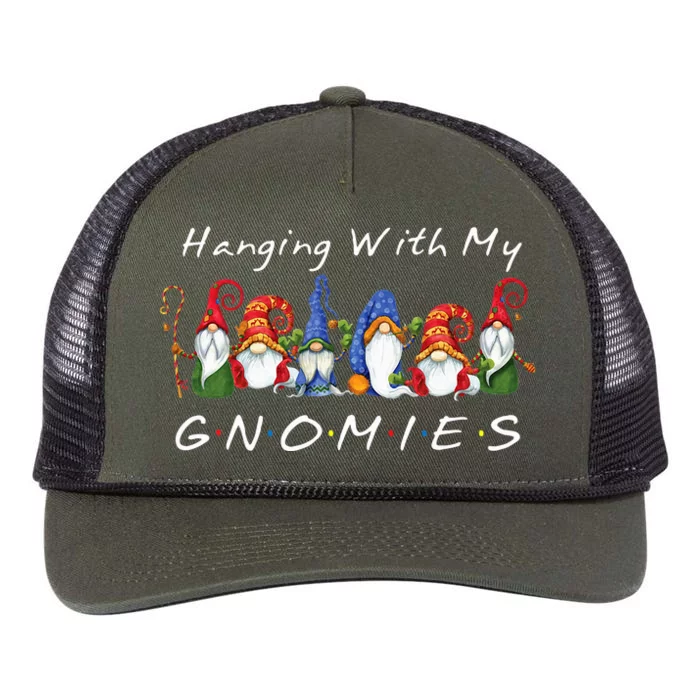 Hanging With My Gnomies Funny Gnome Friend Christmas Retro Rope Trucker Hat Cap