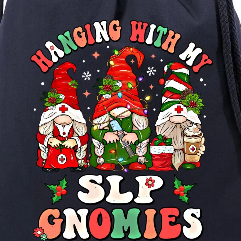 Hanging With My Slp Gnomies Cute Christmas Speech Therapist Gift Drawstring Bag