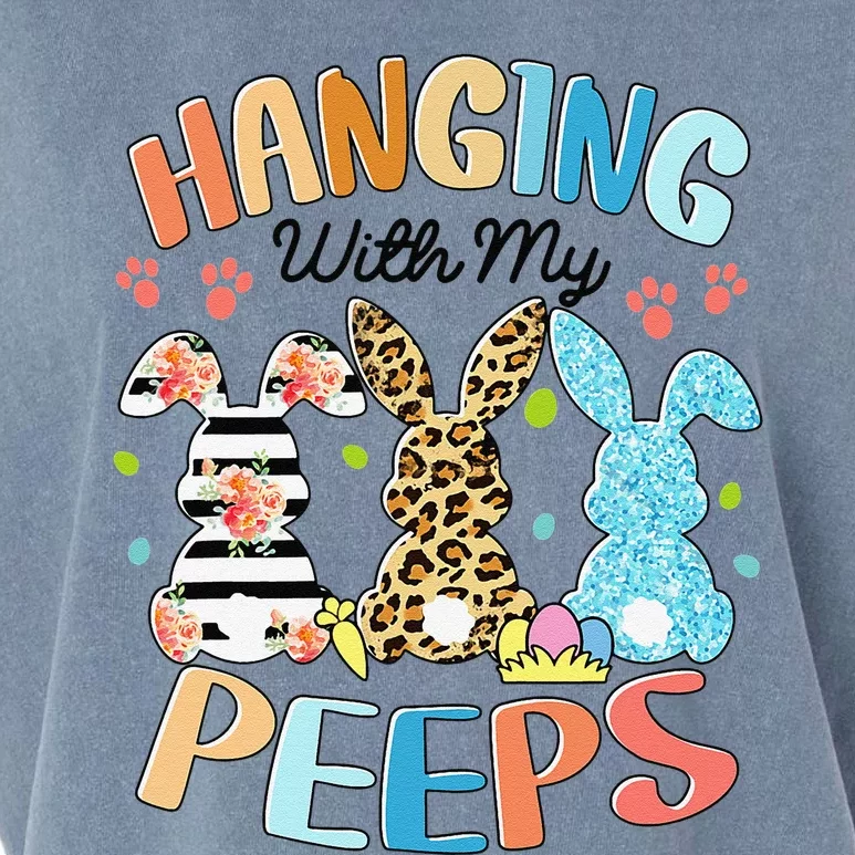 Hanging With My Peeps Rabbit Lover Easter Day Leopard Garment-Dyed Women's Muscle Tee