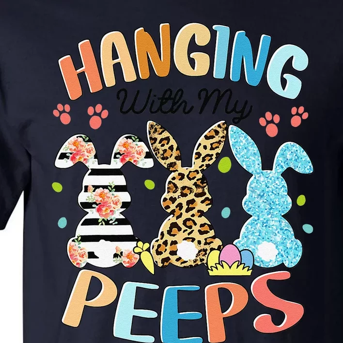 Hanging With My Peeps Rabbit Lover Easter Day Leopard Tall T-Shirt