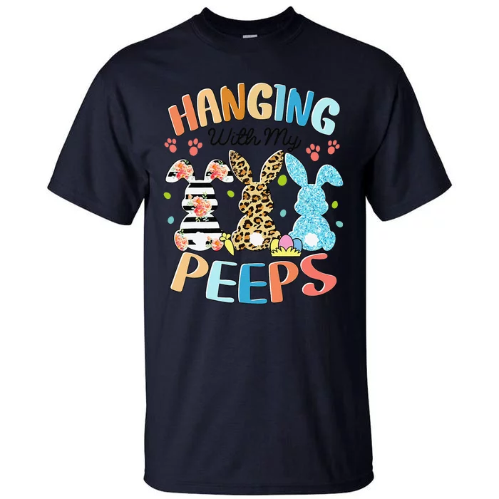 Hanging With My Peeps Rabbit Lover Easter Day Leopard Tall T-Shirt