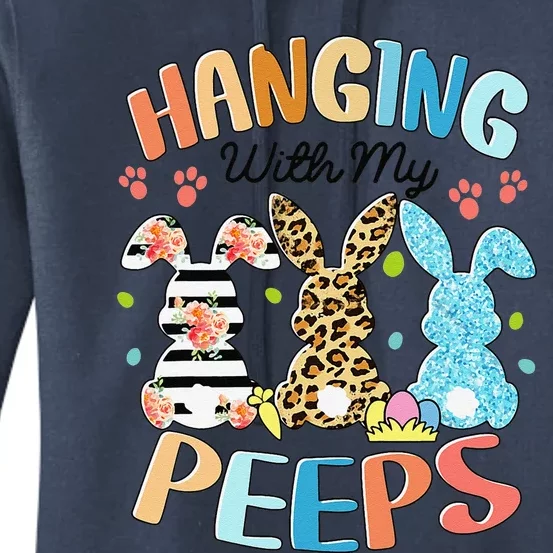 Hanging With My Peeps Rabbit Lover Easter Day Leopard Women's Pullover Hoodie