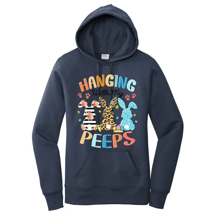 Hanging With My Peeps Rabbit Lover Easter Day Leopard Women's Pullover Hoodie