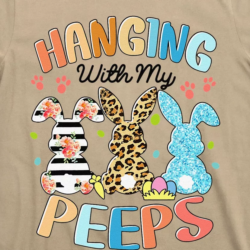 Hanging With My Peeps Rabbit Lover Easter Day Leopard T-Shirt