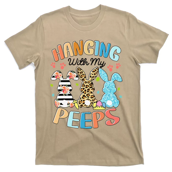 Hanging With My Peeps Rabbit Lover Easter Day Leopard T-Shirt