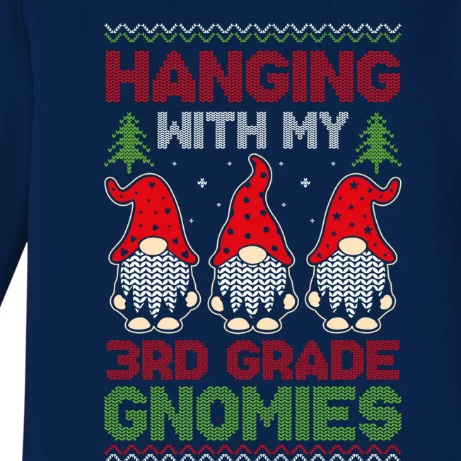 Hanging With My 3rd Grade Gnomies Teacher Christmas Gnome Gift Baby Long Sleeve Bodysuit