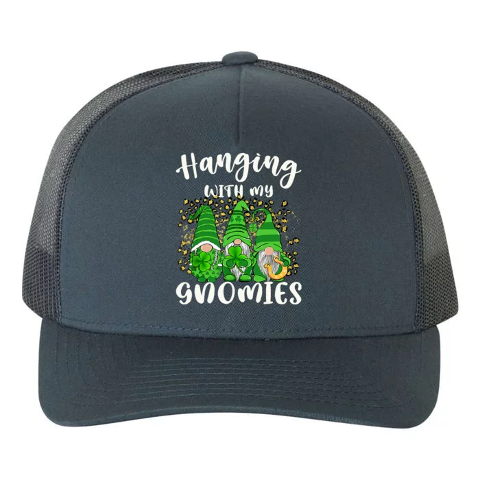 Hanging With My Gnomies Leopard Plaid Shamrock Patrick's Day Yupoong Adult 5-Panel Trucker Hat