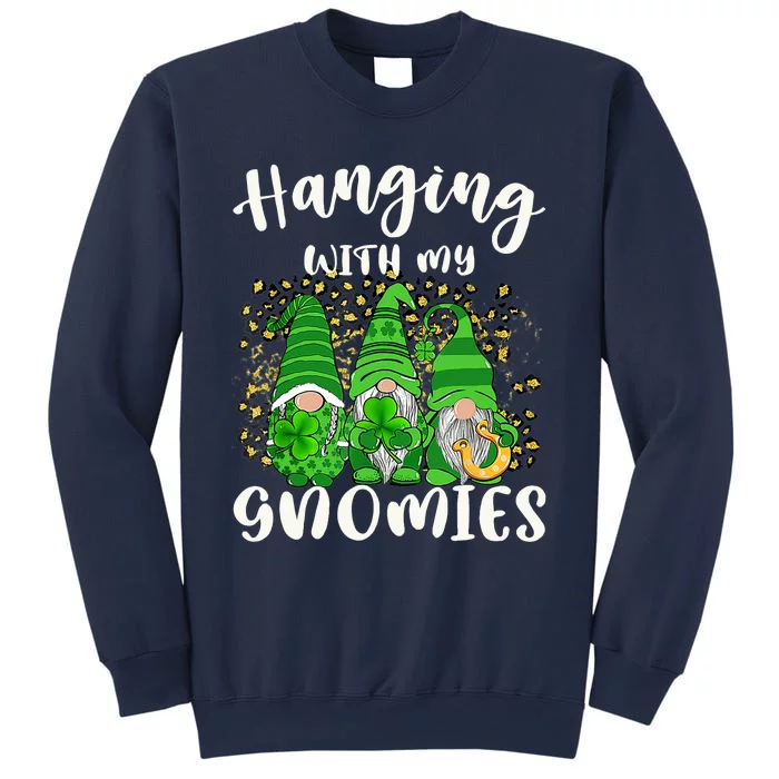 Hanging With My Gnomies Leopard Plaid Shamrock Patrick's Day Sweatshirt