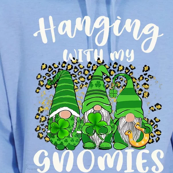 Hanging With My Gnomies Leopard Plaid Shamrock Patrick's Day Unisex Surf Hoodie