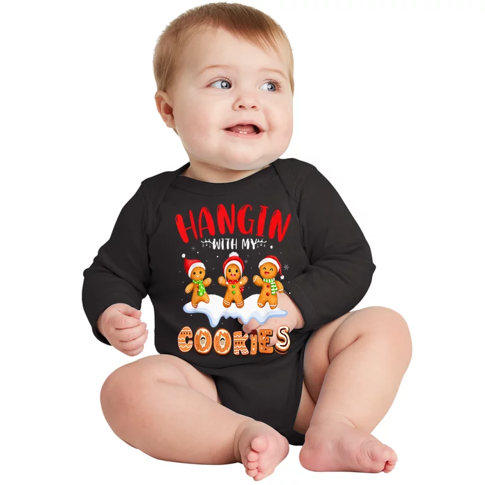 Hangin With My Cookies Gingerbread  Christmas Teacher Baby Long Sleeve Bodysuit