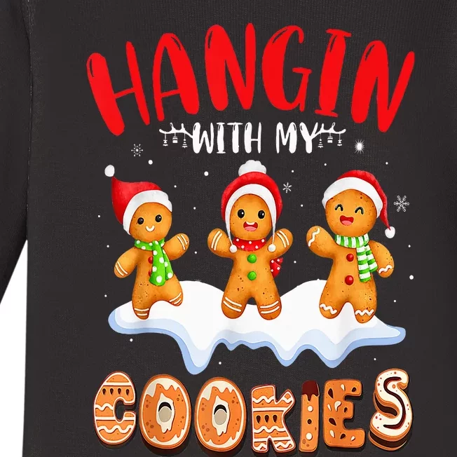 Hangin With My Cookies Gingerbread  Christmas Teacher Baby Long Sleeve Bodysuit