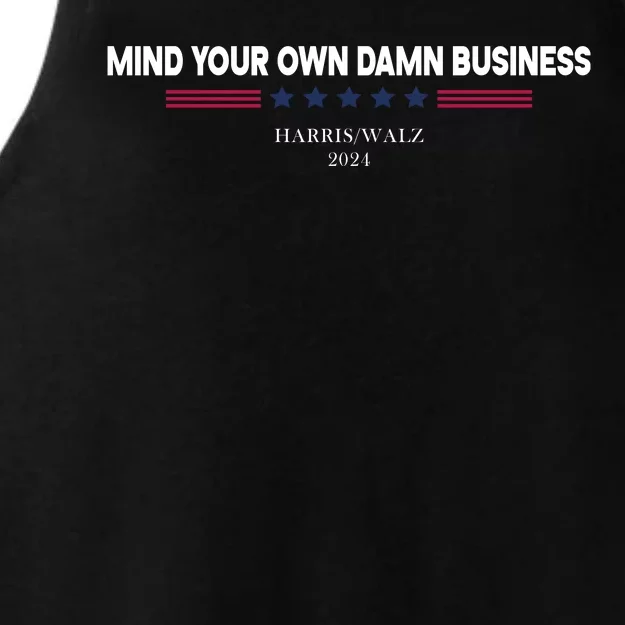 Harris Walz Mind Your Own Damn Business Election Ladies Tri-Blend Wicking Tank