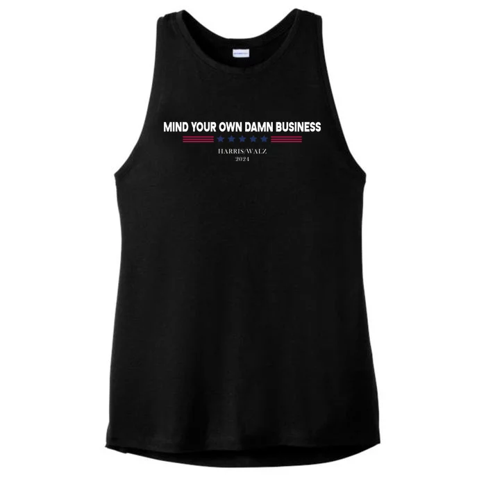 Harris Walz Mind Your Own Damn Business Election Ladies Tri-Blend Wicking Tank