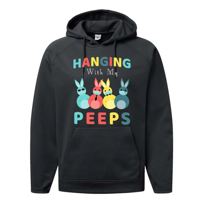 Hanging With My Peeps Colorful Bunny Easter day Gifts Performance Fleece Hoodie