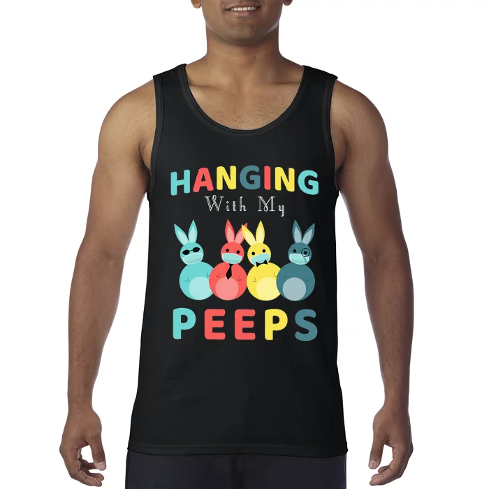 Hanging With My Peeps Colorful Bunny Easter day Gifts Tank Top