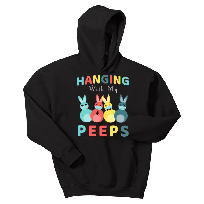 Hanging With My Peeps Colorful Bunny Easter day Gifts Kids Hoodie