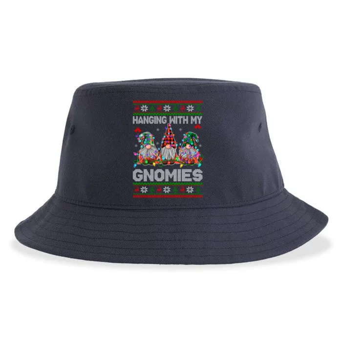 Hanging With My Gnomies Funny Christmas Sustainable Bucket Hat