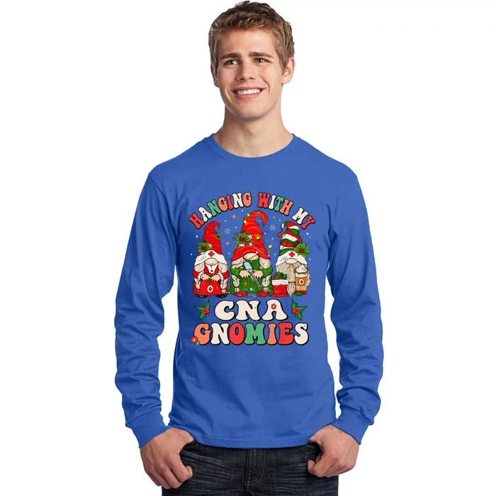 Hanging With My CNA Gnomies Christmas RN Nursing Assistant Tall Long Sleeve T-Shirt