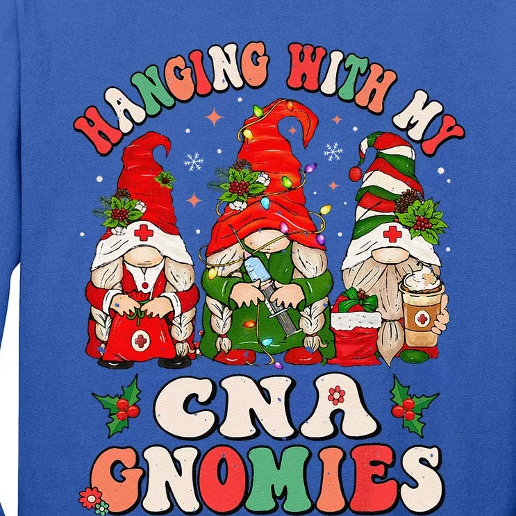 Hanging With My CNA Gnomies Christmas RN Nursing Assistant Tall Long Sleeve T-Shirt