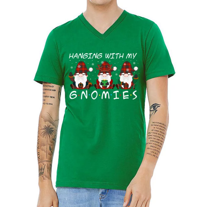 Hanging With My Gnomies Friends Christmas Holiday V-Neck T-Shirt