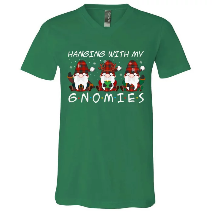 Hanging With My Gnomies Friends Christmas Holiday V-Neck T-Shirt