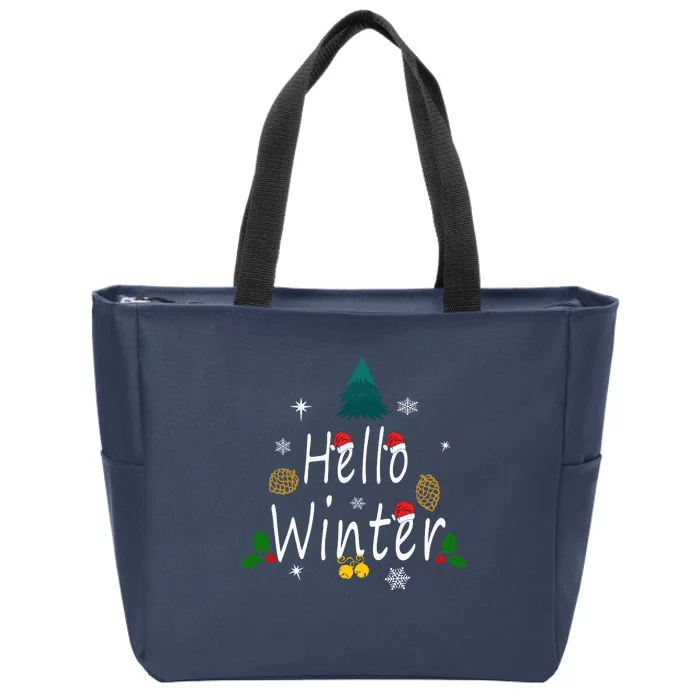 Hello Winter | Merry Christmas Zip Tote Bag