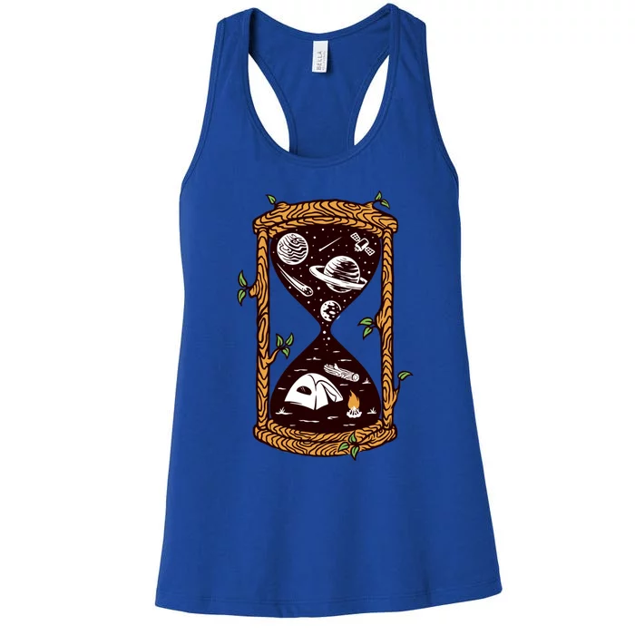 Hourglass Wander More Worry Less Camping Night Sky Gift Women's Racerback Tank