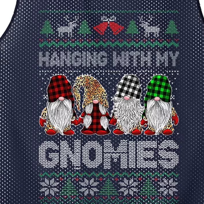 Hanging With My Gnomies Ugly Christmas Sweater Crew Squad Mesh Reversible Basketball Jersey Tank