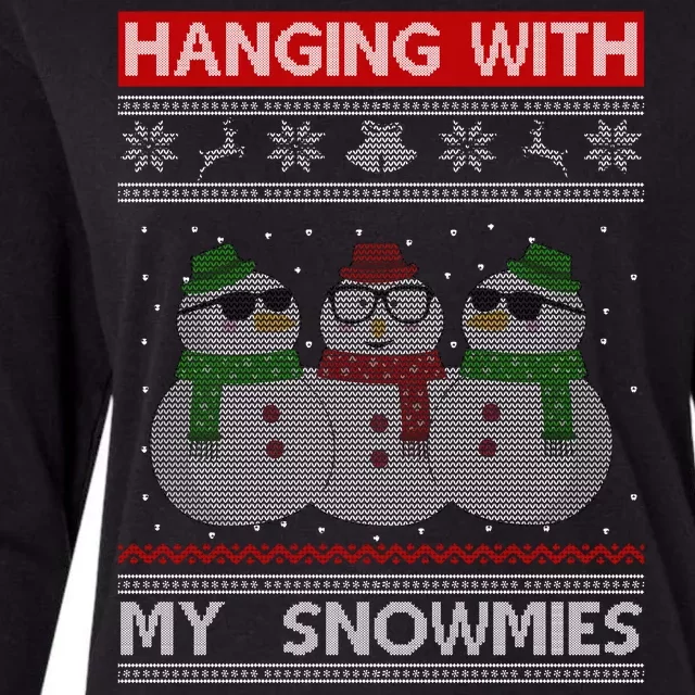 Hanging With My Snowmies Ugly Christmas Womens Cotton Relaxed Long Sleeve T-Shirt