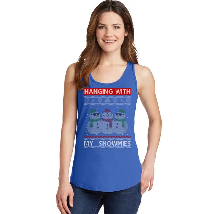 Hanging With My Snowmies Ugly Christmas Ladies Essential Tank