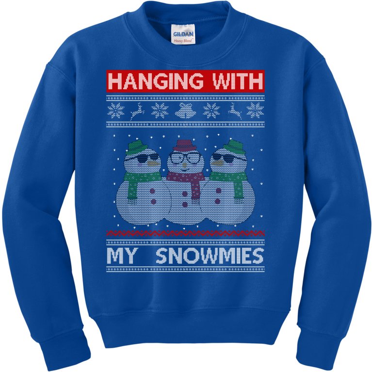 Hanging With My Snowmies Ugly Christmas Kids Sweatshirt