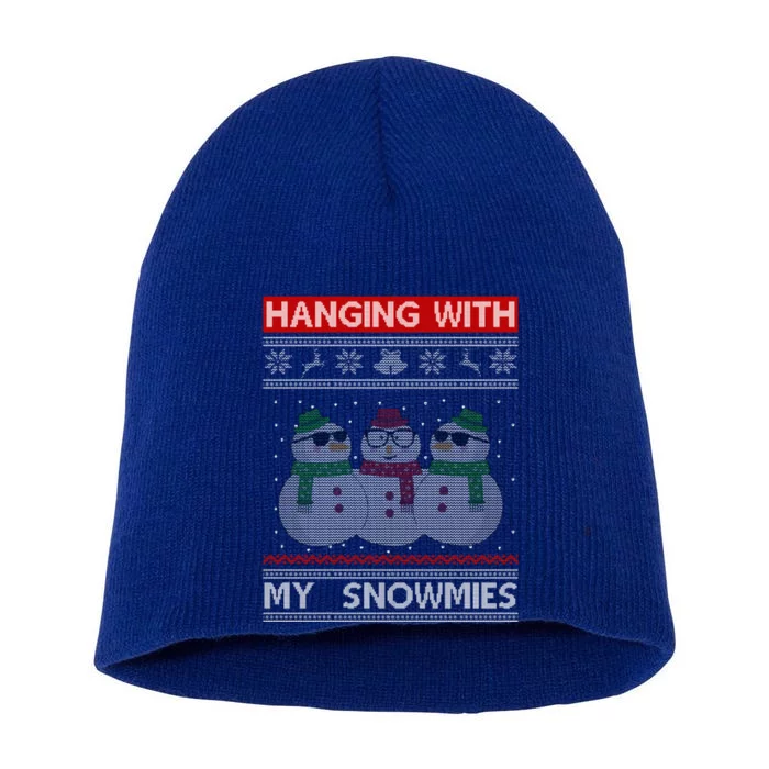 Hanging With My Snowmies Ugly Christmas Short Acrylic Beanie