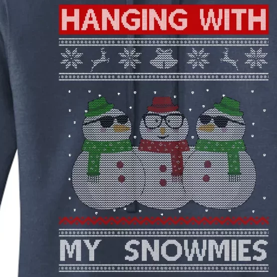 Hanging With My Snowmies Ugly Christmas Women's Pullover Hoodie