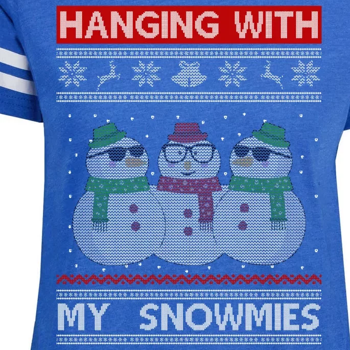 Hanging With My Snowmies Ugly Christmas Enza Ladies Jersey Football T-Shirt