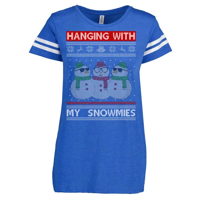 Hanging With My Snowmies Ugly Christmas Enza Ladies Jersey Football T-Shirt