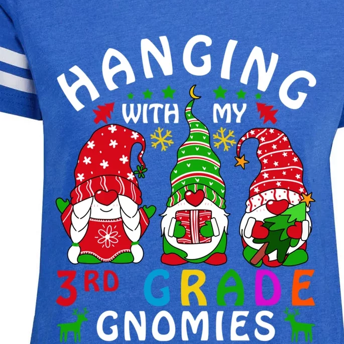 Hanging With My Third Grade Gnomies Christmas Teachers Gnome Gift Enza Ladies Jersey Football T-Shirt