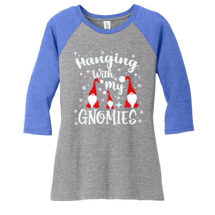 Hanging With My Gnomies Christmas Winter Women's Tri-Blend 3/4-Sleeve Raglan Shirt