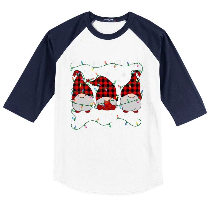 Hanging With My Gnomies Cute Gnome Family Christmas Pajamas Baseball Sleeve Shirt