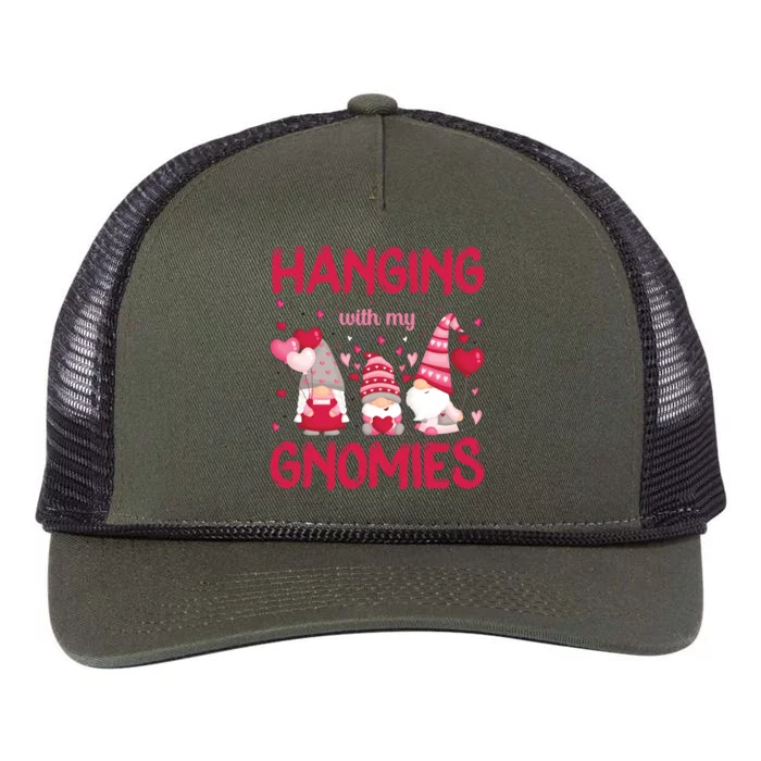 Hanging With My Gnomies Funny Valentines Day Gift Retro Rope Trucker Hat Cap