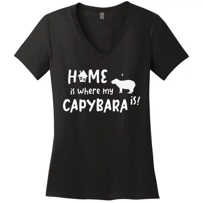 Home Where My Capybaras Gifts for Capybaras Lovers Women's V-Neck T-Shirt