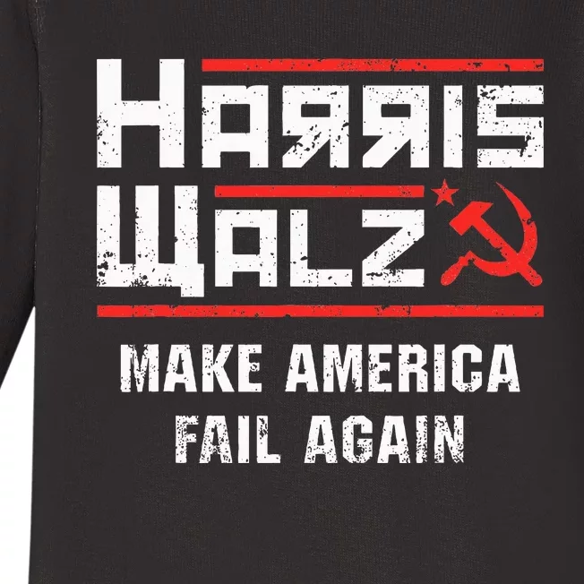 Harris Walz Make America Fail Again Anti Kamala Socialist Baby Long Sleeve Bodysuit