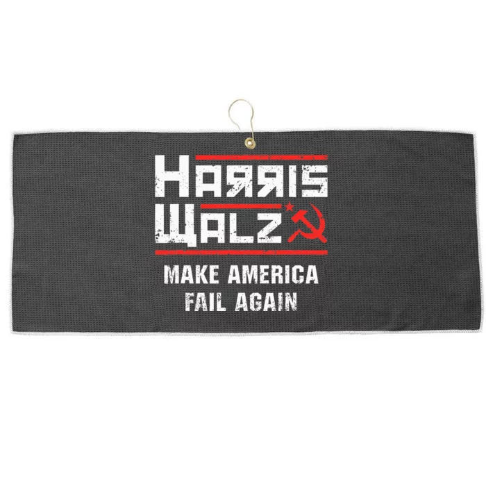 Harris Walz Make America Fail Again Anti Kamala Socialist Large Microfiber Waffle Golf Towel