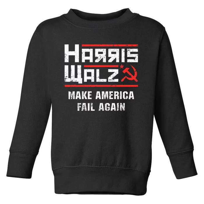 Harris Walz Make America Fail Again Anti Kamala Socialist Toddler Sweatshirt