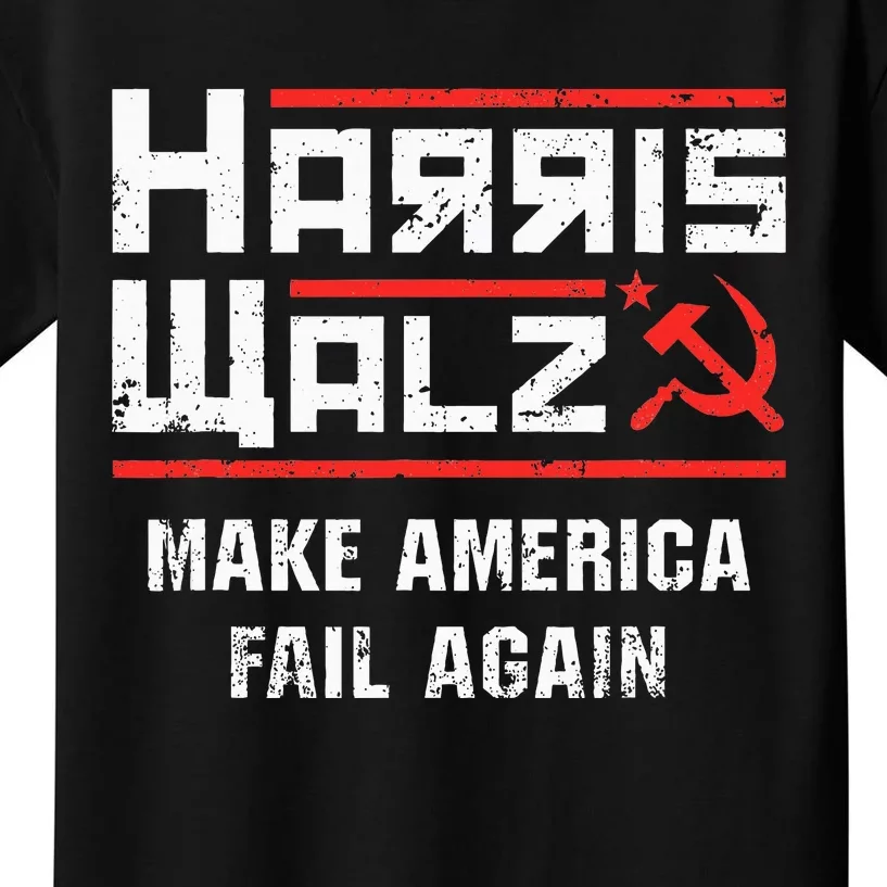 Harris Walz Make America Fail Again Anti Kamala Socialist Kids T-Shirt