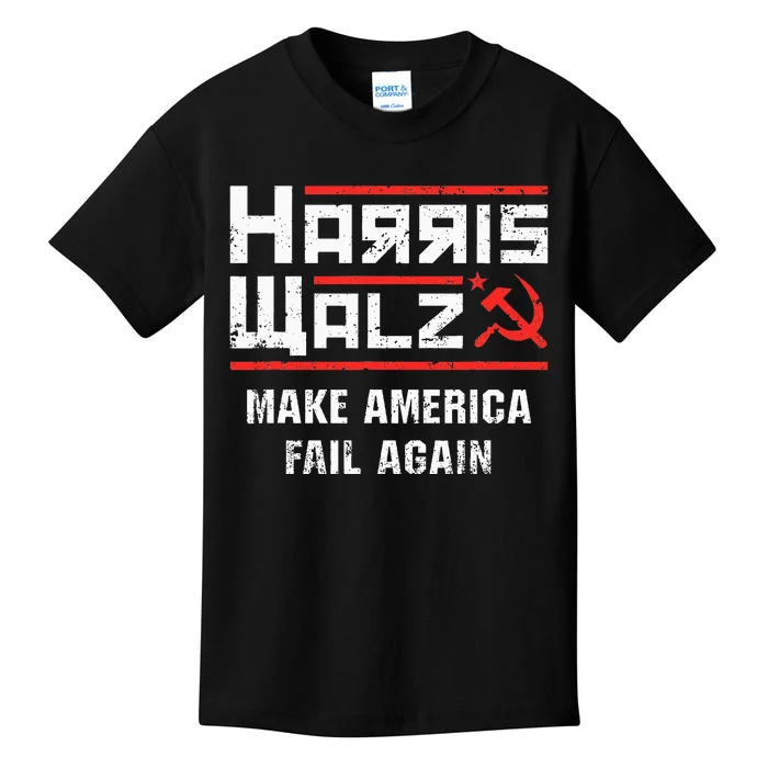 Harris Walz Make America Fail Again Anti Kamala Socialist Kids T-Shirt