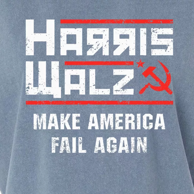 Harris Walz Make America Fail Again Anti Kamala Socialist Garment-Dyed Women's Muscle Tee