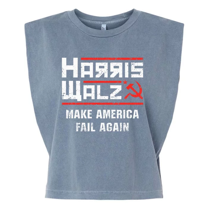 Harris Walz Make America Fail Again Anti Kamala Socialist Garment-Dyed Women's Muscle Tee