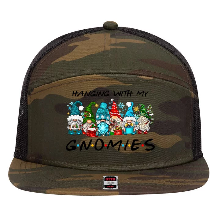 Hanging With My Gnomies Funny Christmas 7 Panel Mesh Trucker Snapback Hat